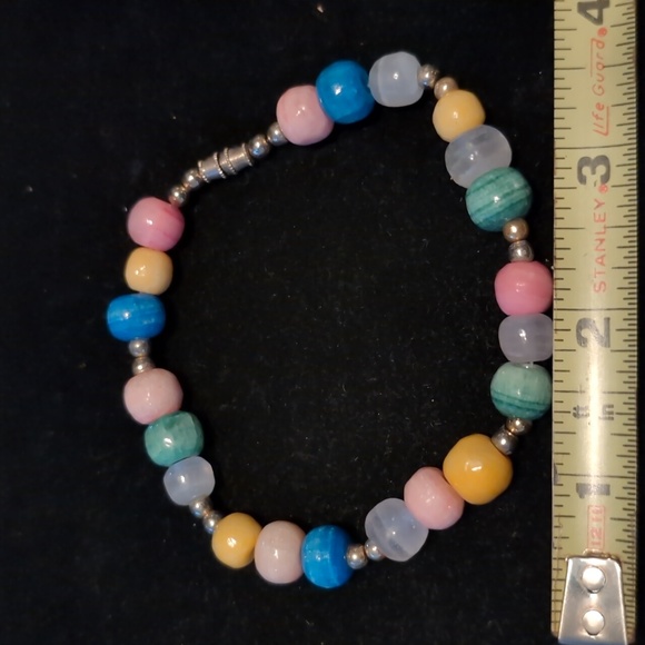 Beaded Pastel Bracelet with Silver Accent Beads - Picture 3 of 5
